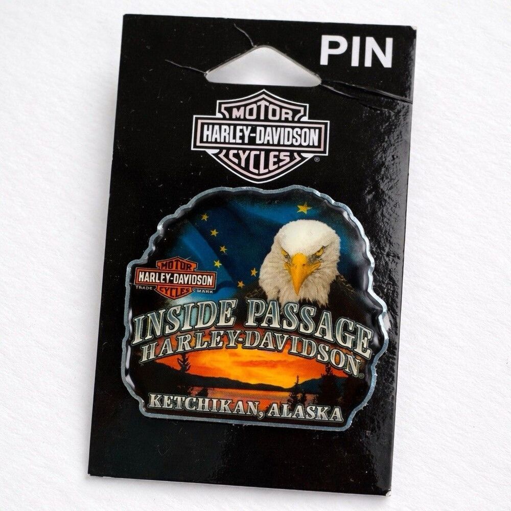 Harley Davidson Pin Ketchikan Alaska Eagle Inside Passage Souvenir